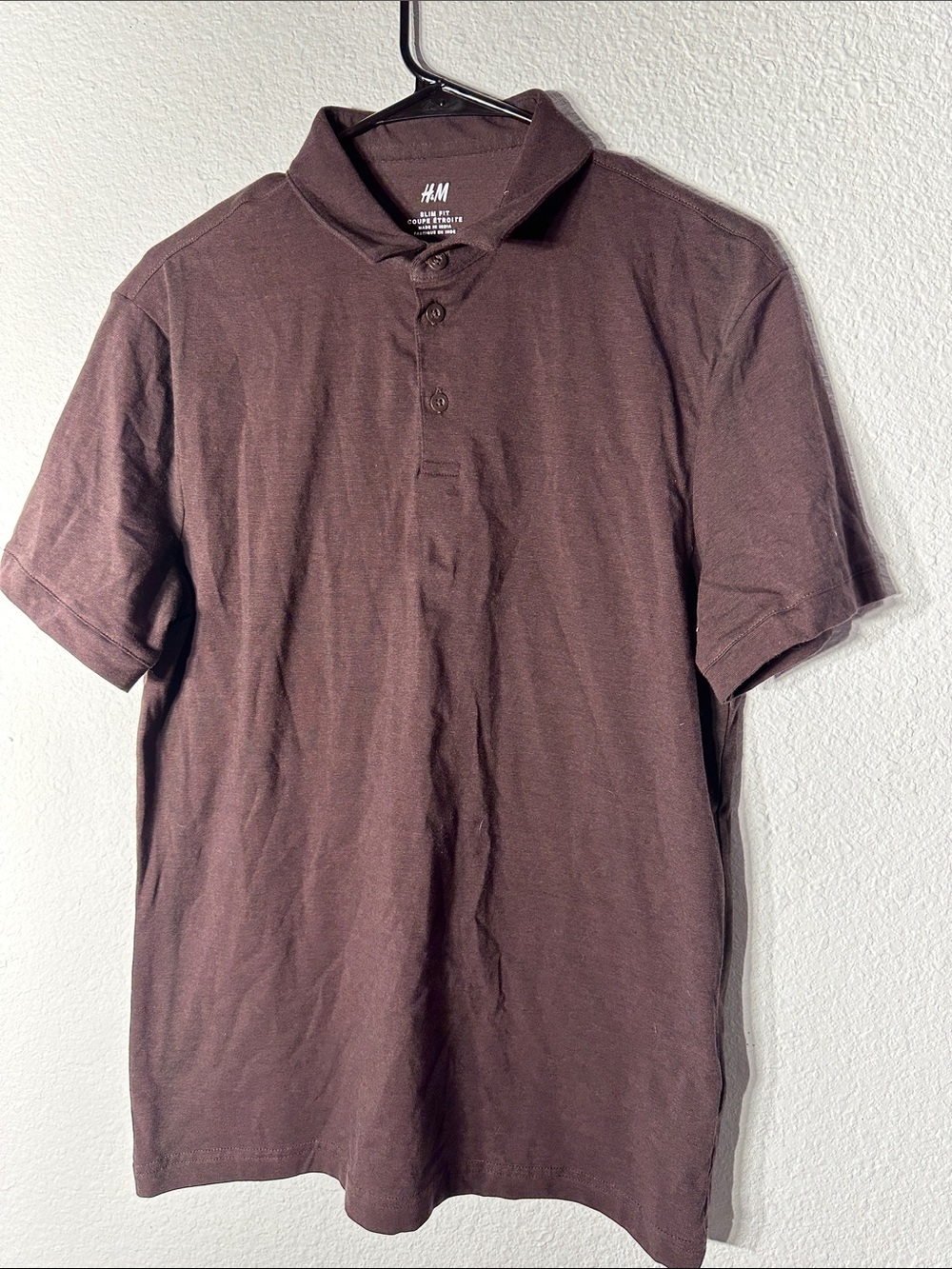 Brand New H&M Men's Dark Brown Short-Sleeve Polo